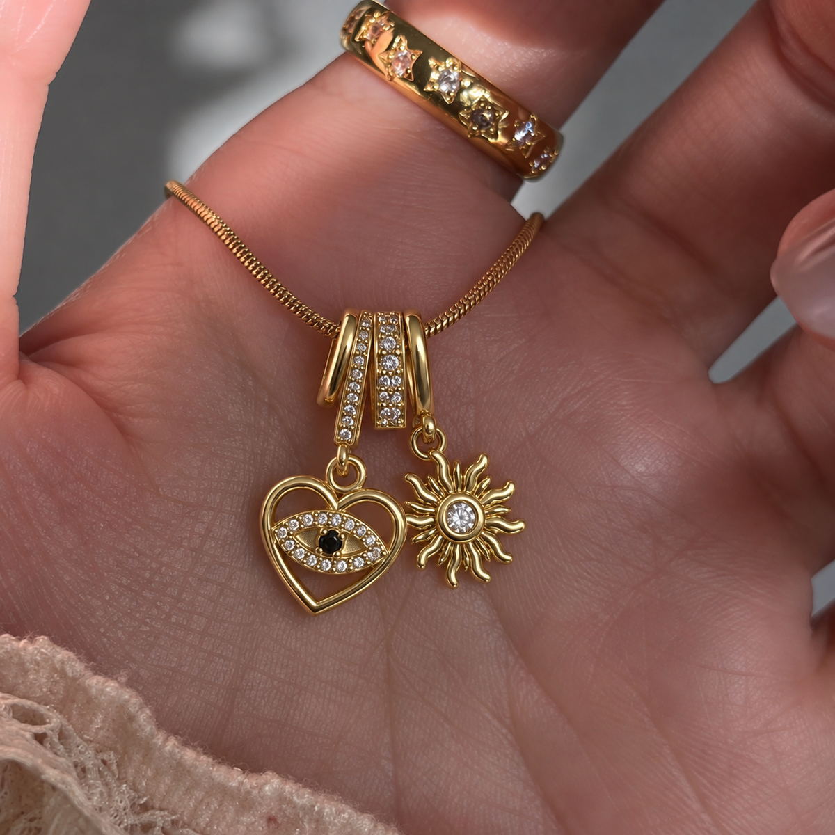 Solara Evil Eye Charm Necklace
