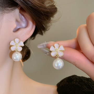 Blush Bloom Pearl Drop Earrings