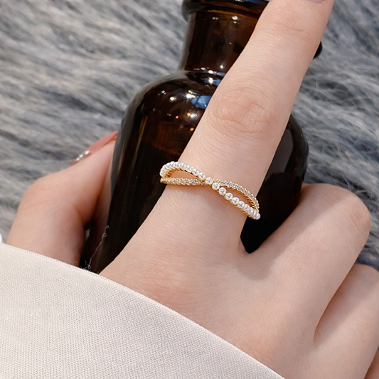 Regal Duet Pearl Cuff Ring