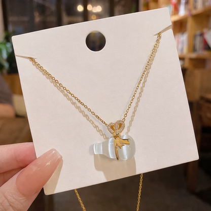 Crystal Butterfly Pendant Necklace