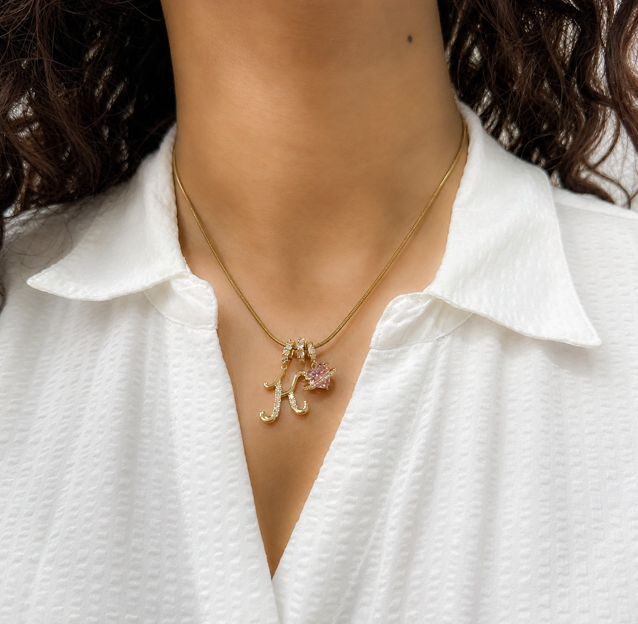 Initial Heart Charm Necklace