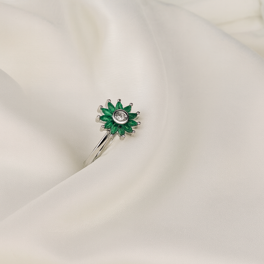 Emerald Bloom Petal Ring