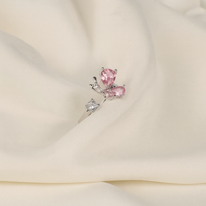 Blush Wings Crystal Butterfly Ring