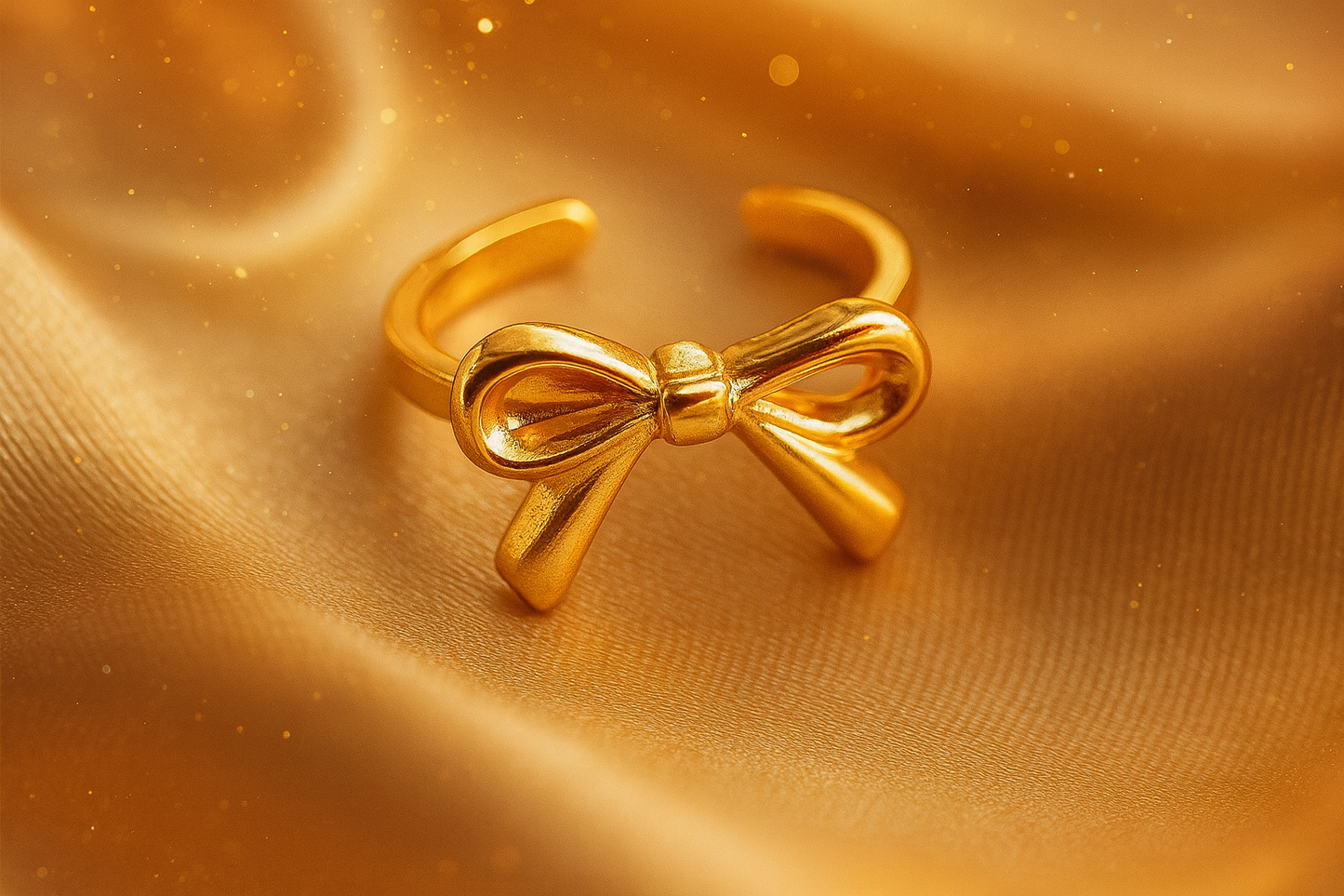 Golden Ribbon Charm Ring