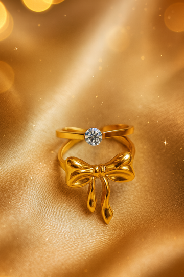 Golden Charm Bow Ring