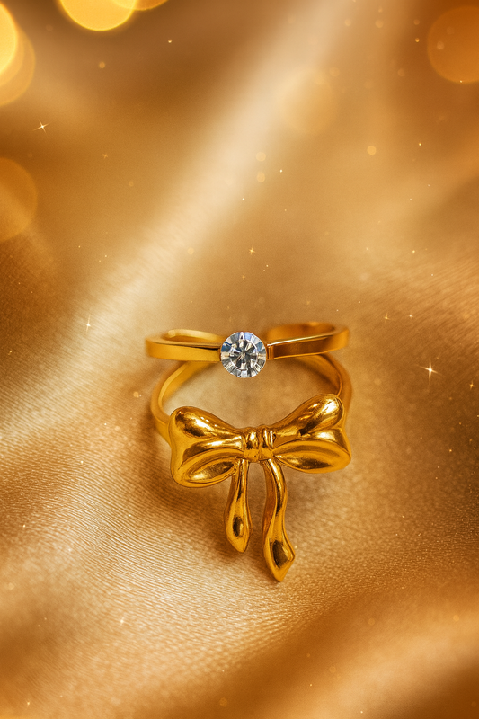 Golden Charm Bow Ring