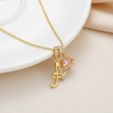 Initial Heart Charm Necklace