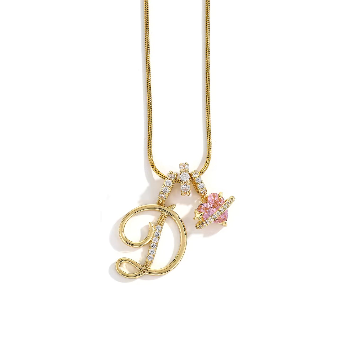 Initial Heart Charm Necklace