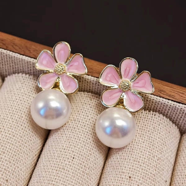 Blush Bloom Pearl Drop Earrings