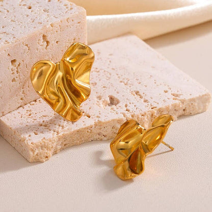 Molten Gold Heart Studs