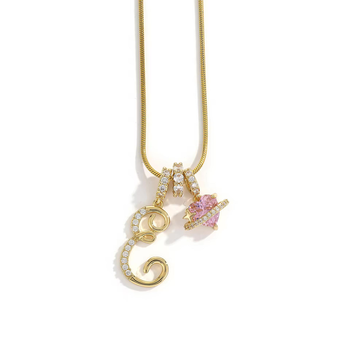 Initial Heart Charm Necklace