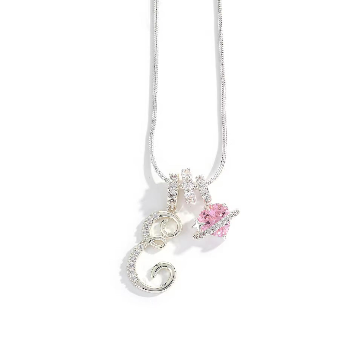Initial Heart Charm Necklace