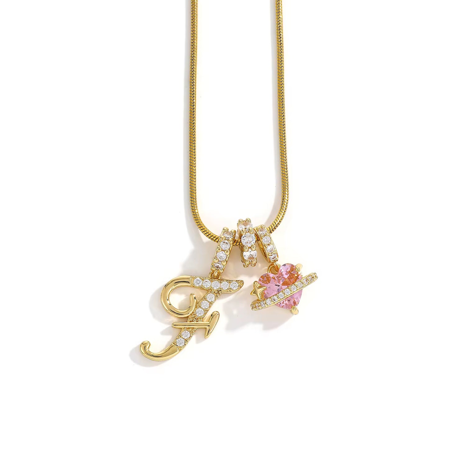 Initial Heart Charm Necklace