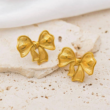 Gilded Pleat Bow Studs