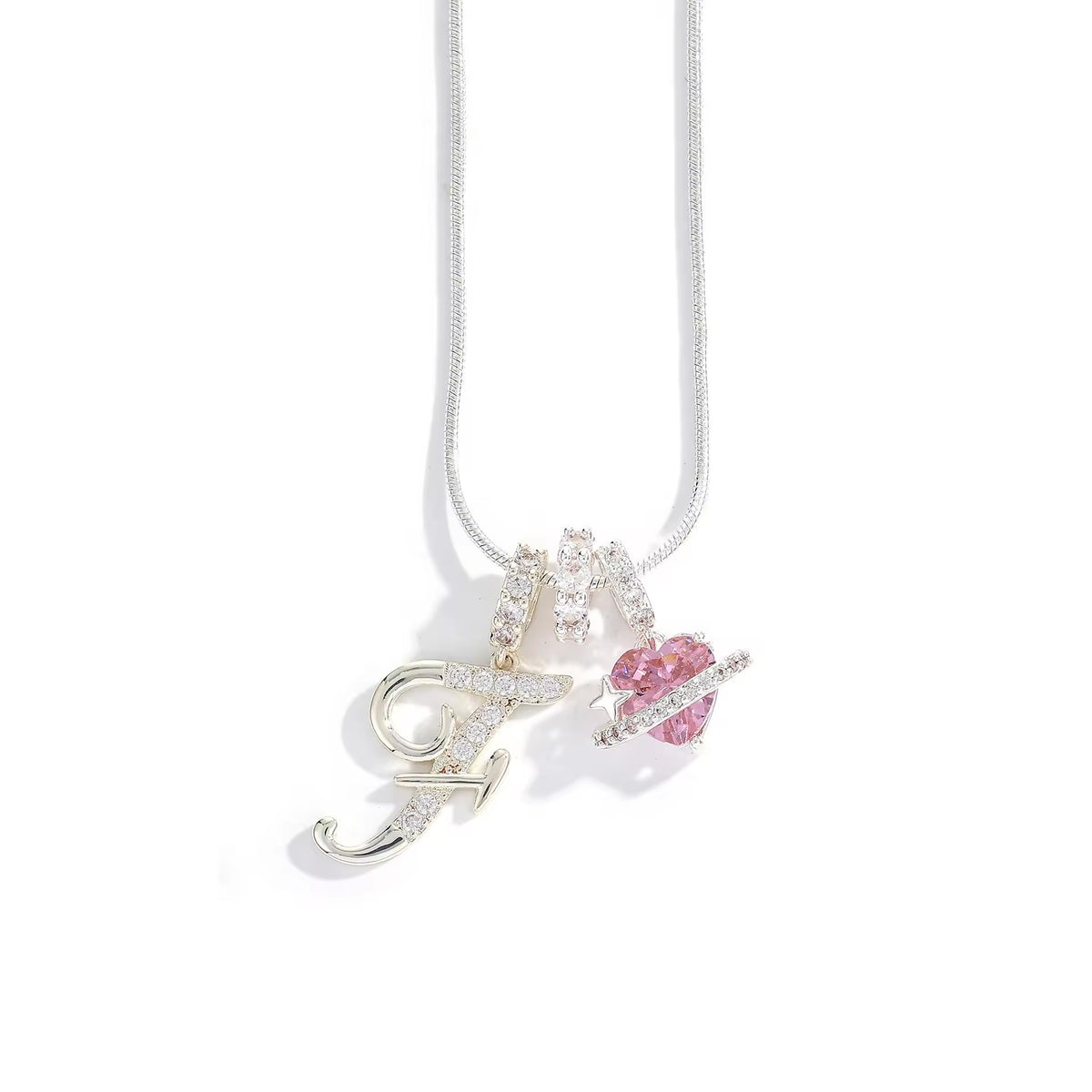 Initial Heart Charm Necklace