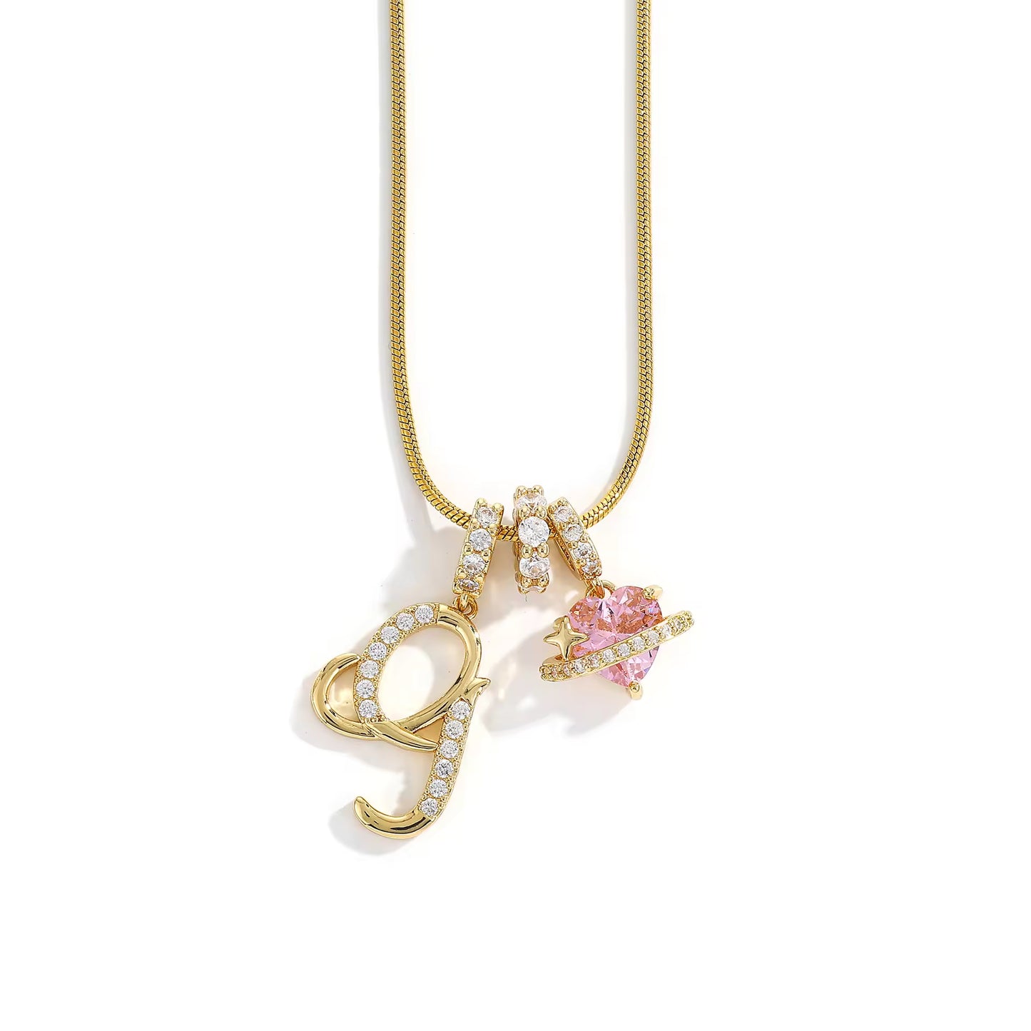 Initial Heart Charm Necklace