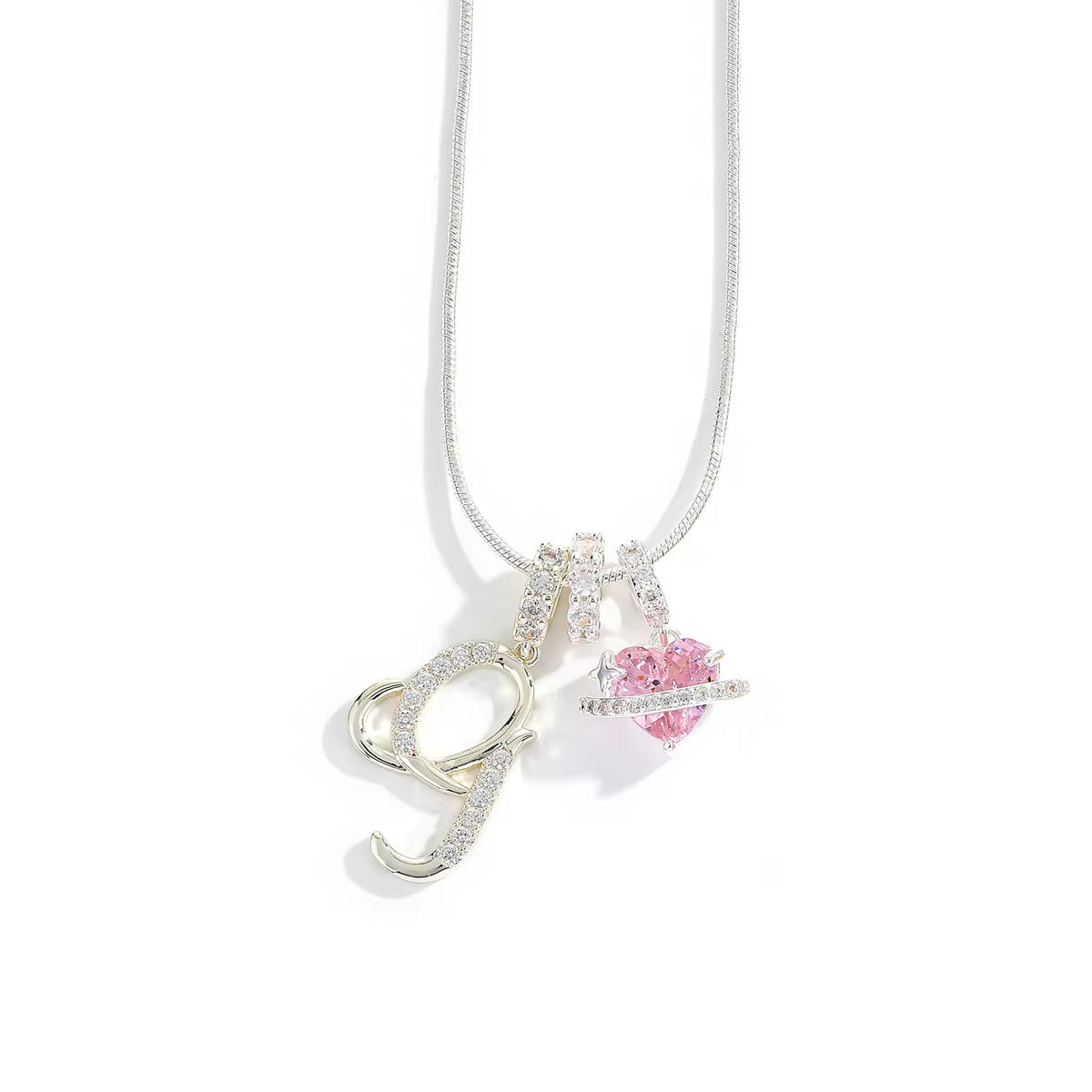 Initial Heart Charm Necklace