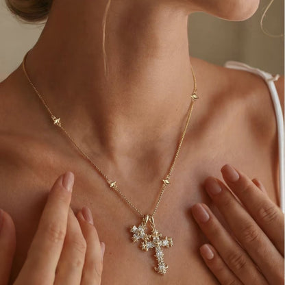 Gothic Double Cross Necklace