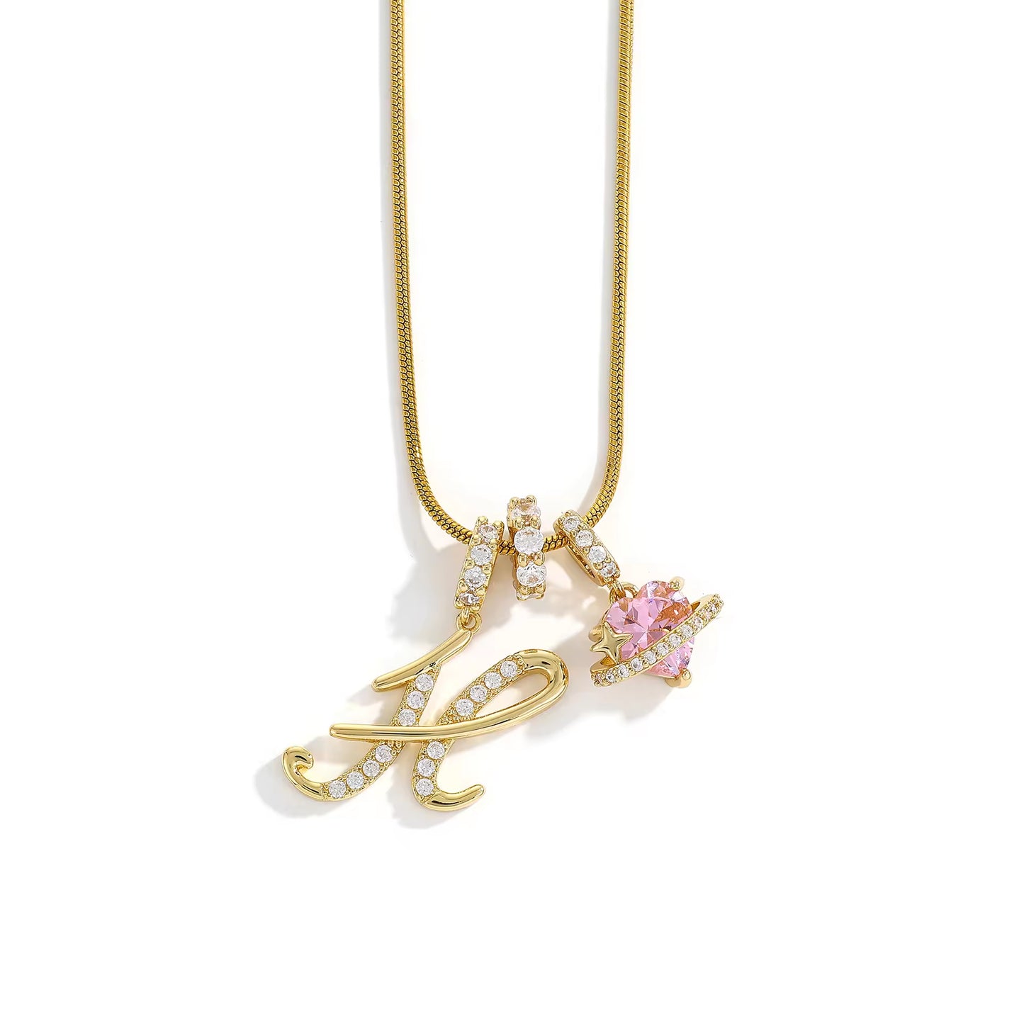 Initial Heart Charm Necklace