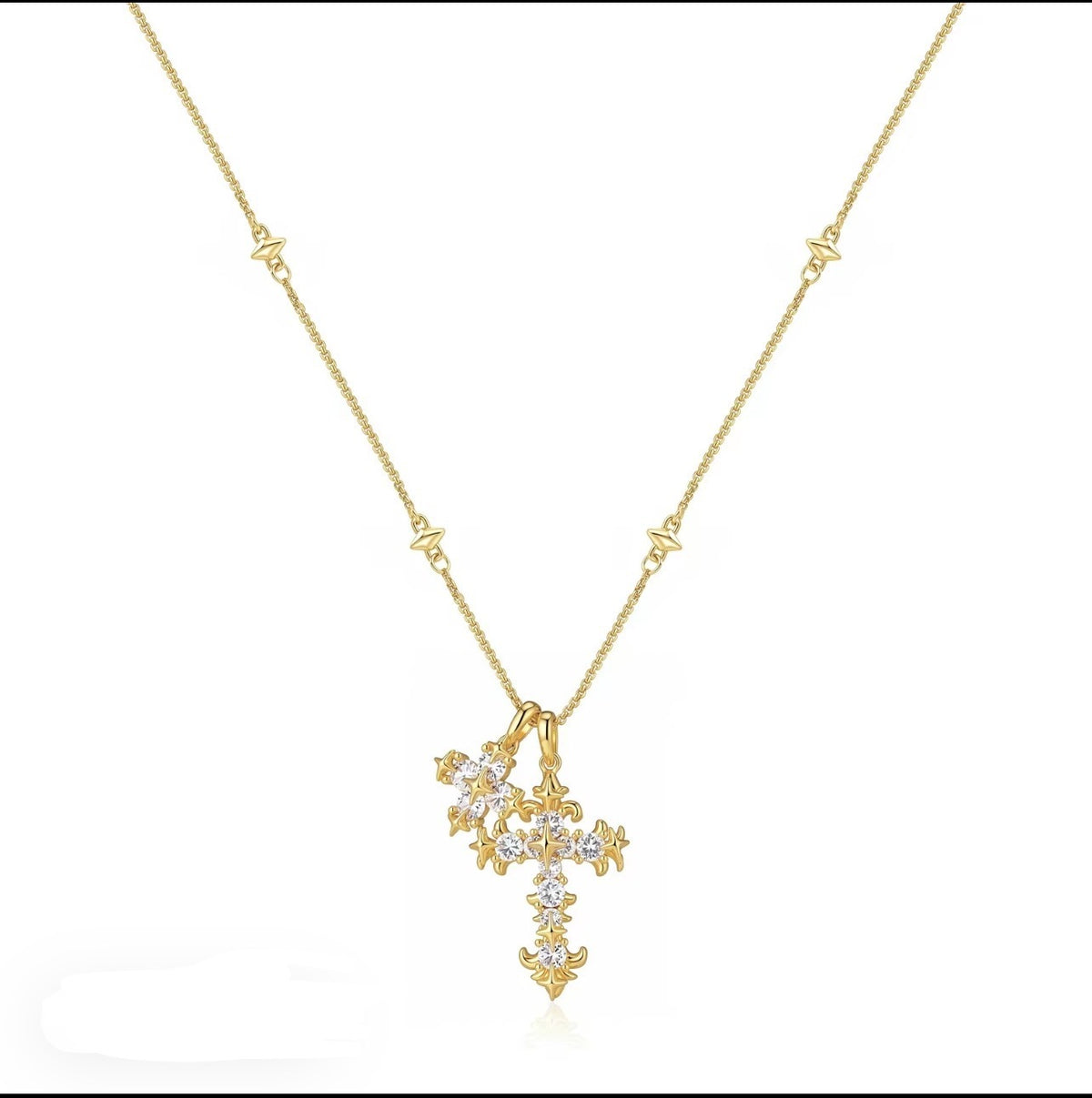 Gothic Double Cross Necklace