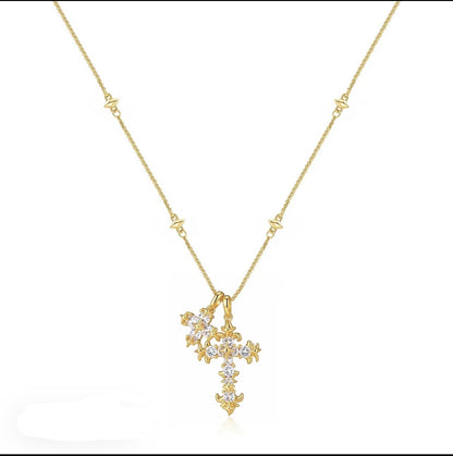 Gothic Double Cross Necklace