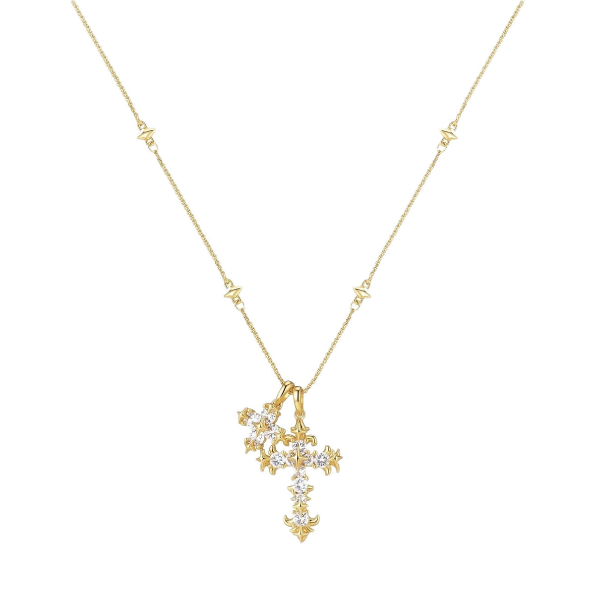 Gothic Double Cross Necklace