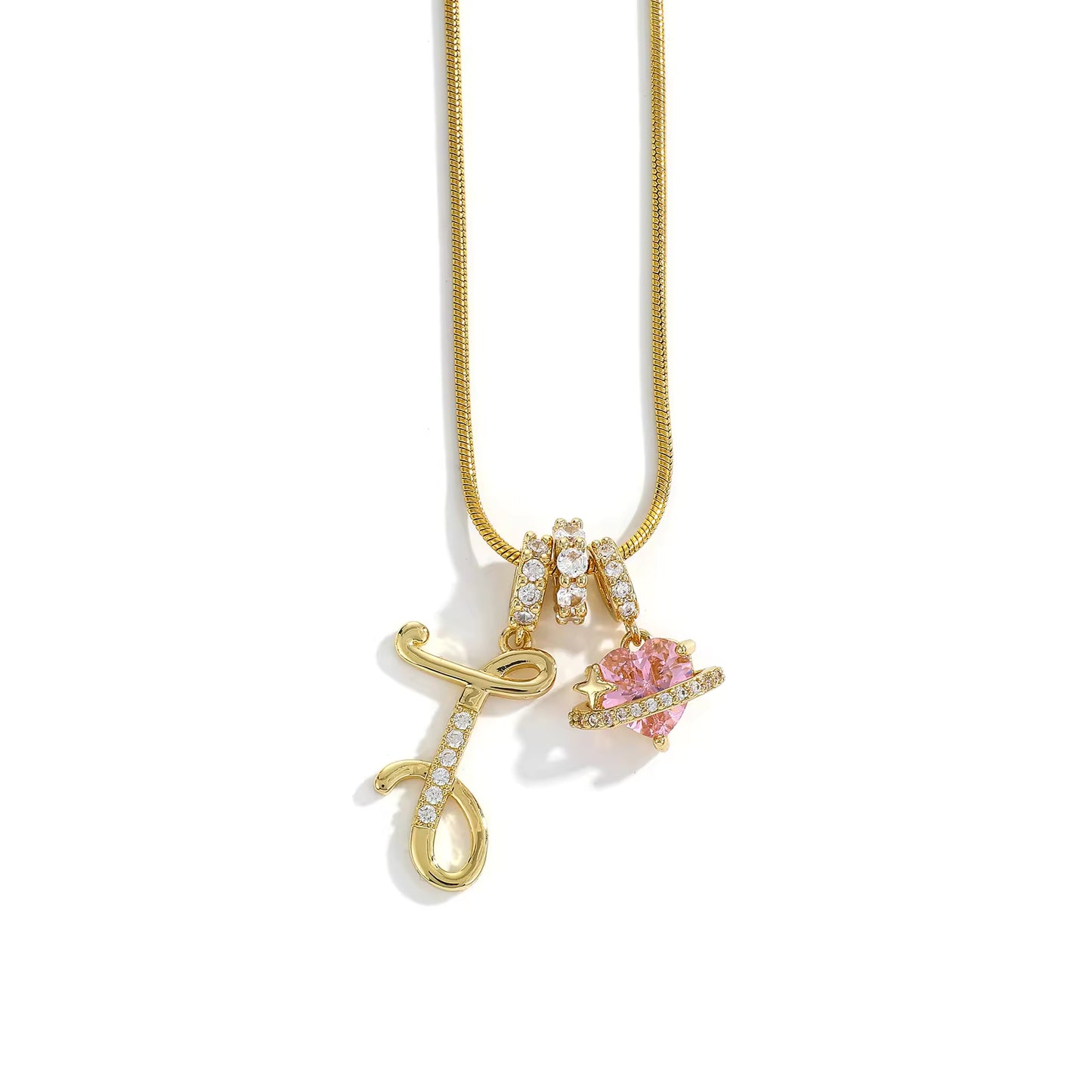 Initial Heart Charm Necklace