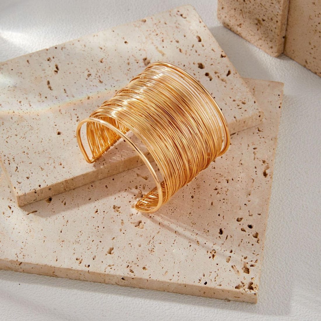 Radiant Gold Thread Cuff Bracelet