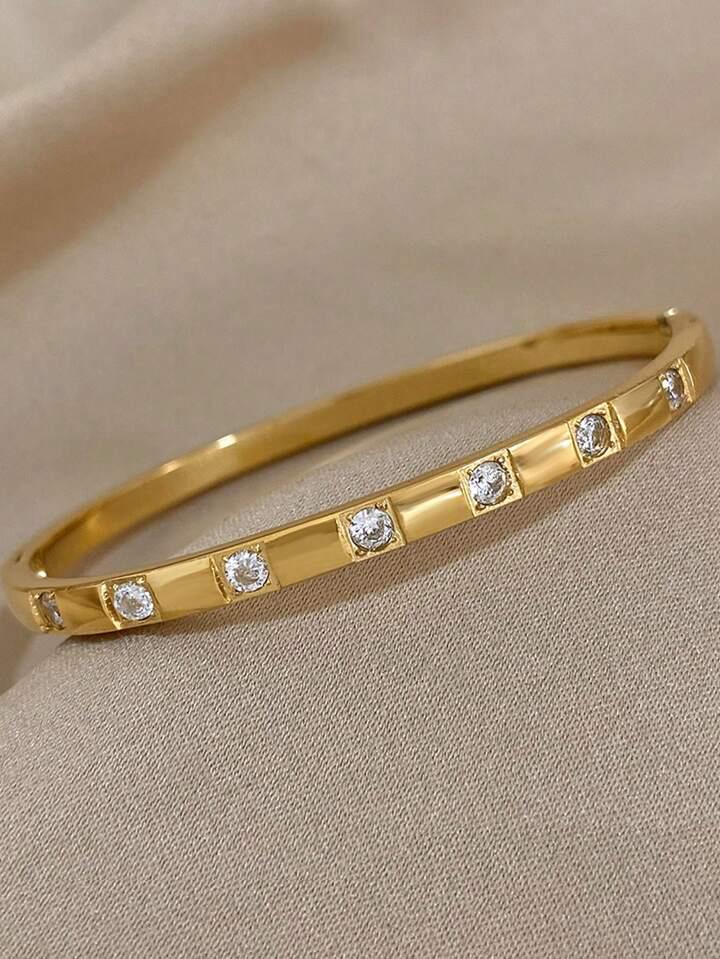 Luxe Radiance CZ Gold Bangle