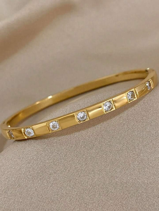 Luxe Radiance CZ Gold Bangle
