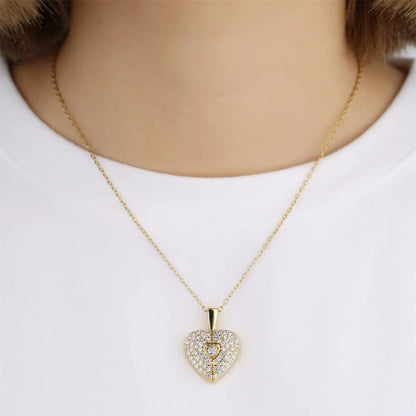 Aurielle Luxe Gold Heart Crystal Pendant Necklace