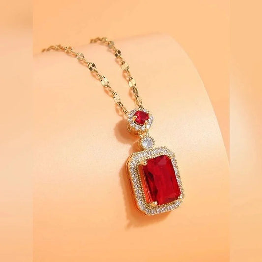 Regal Ruby Charm Necklace