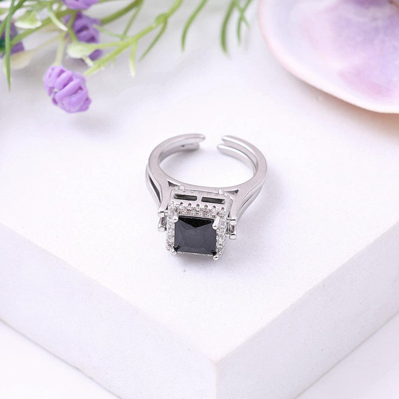 Midnight Prism Open-Cuff Statement Ring