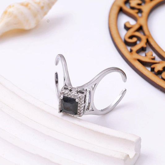 Midnight Prism Open-Cuff Statement Ring