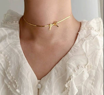 Ribbon Knot Herringbone Necklace