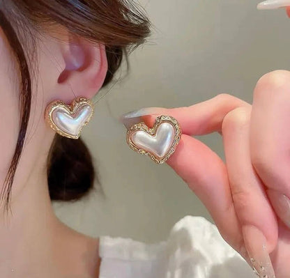 Iridescent Heart Halo Studs