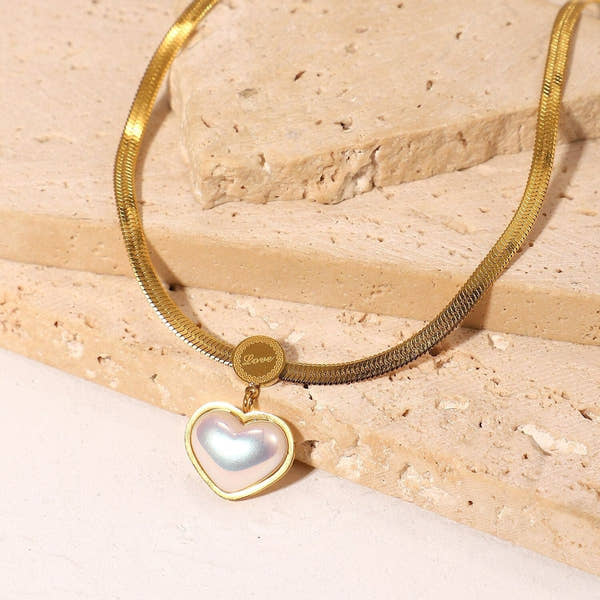 Pearl Heart Love Pendant Necklace