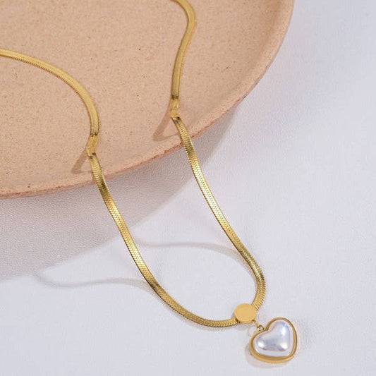 Pearl Heart Love Pendant Necklace