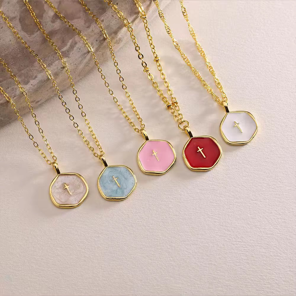 GraceStone Enamel Cross Necklace