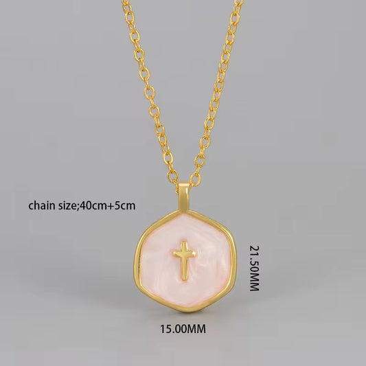 GraceStone Enamel Cross Necklace