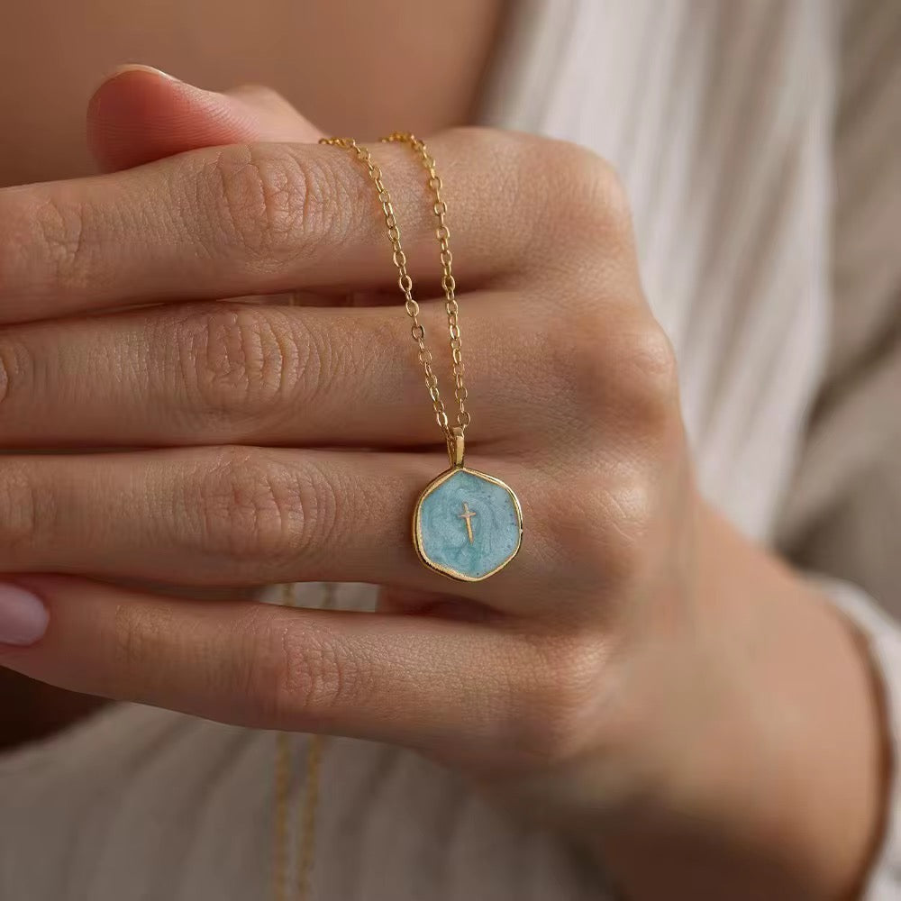 GraceStone Enamel Cross Necklace