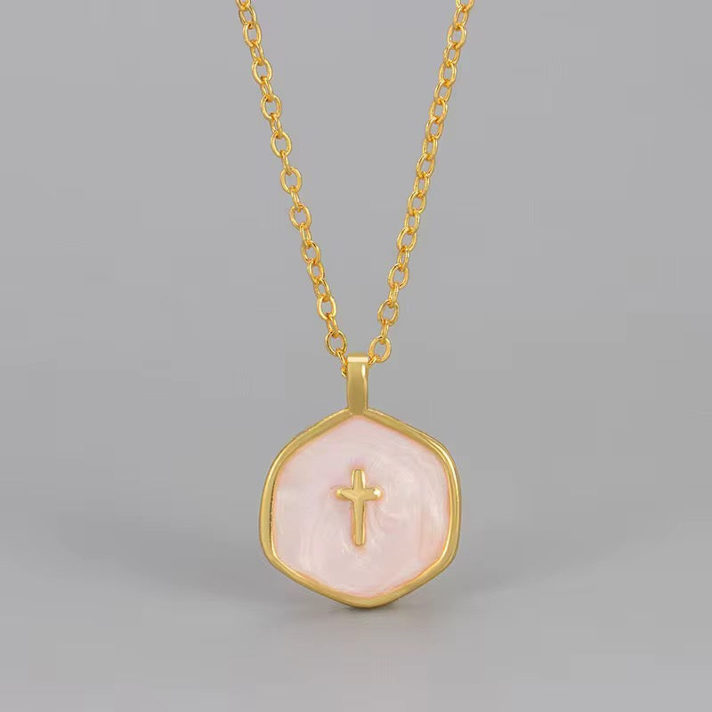 GraceStone Enamel Cross Necklace