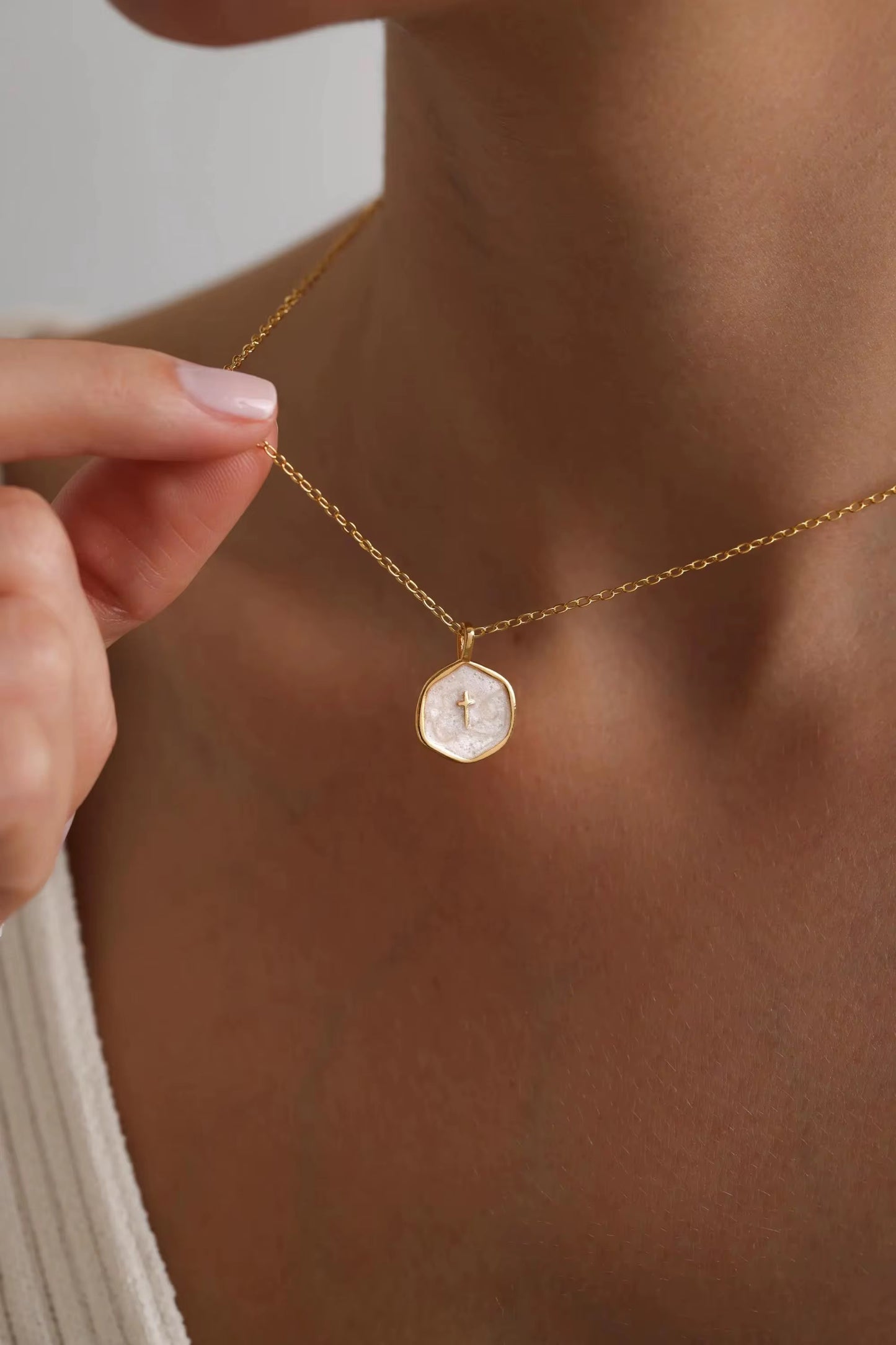 GraceStone Enamel Cross Necklace
