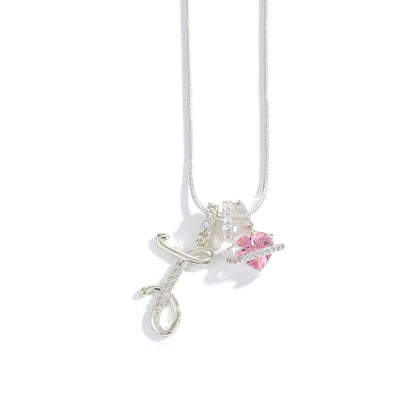 Initial Heart Charm Necklace
