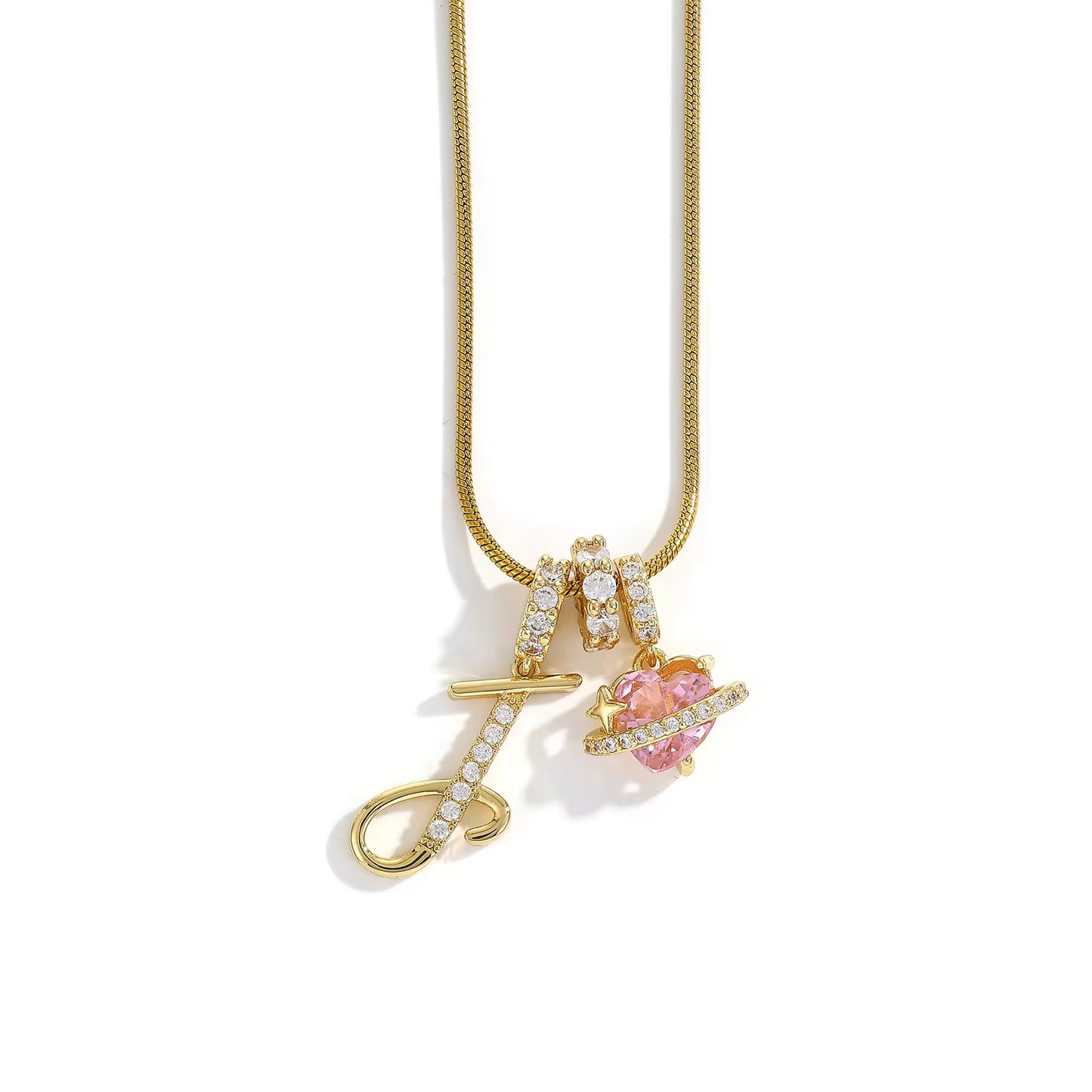 Initial Heart Charm Necklace