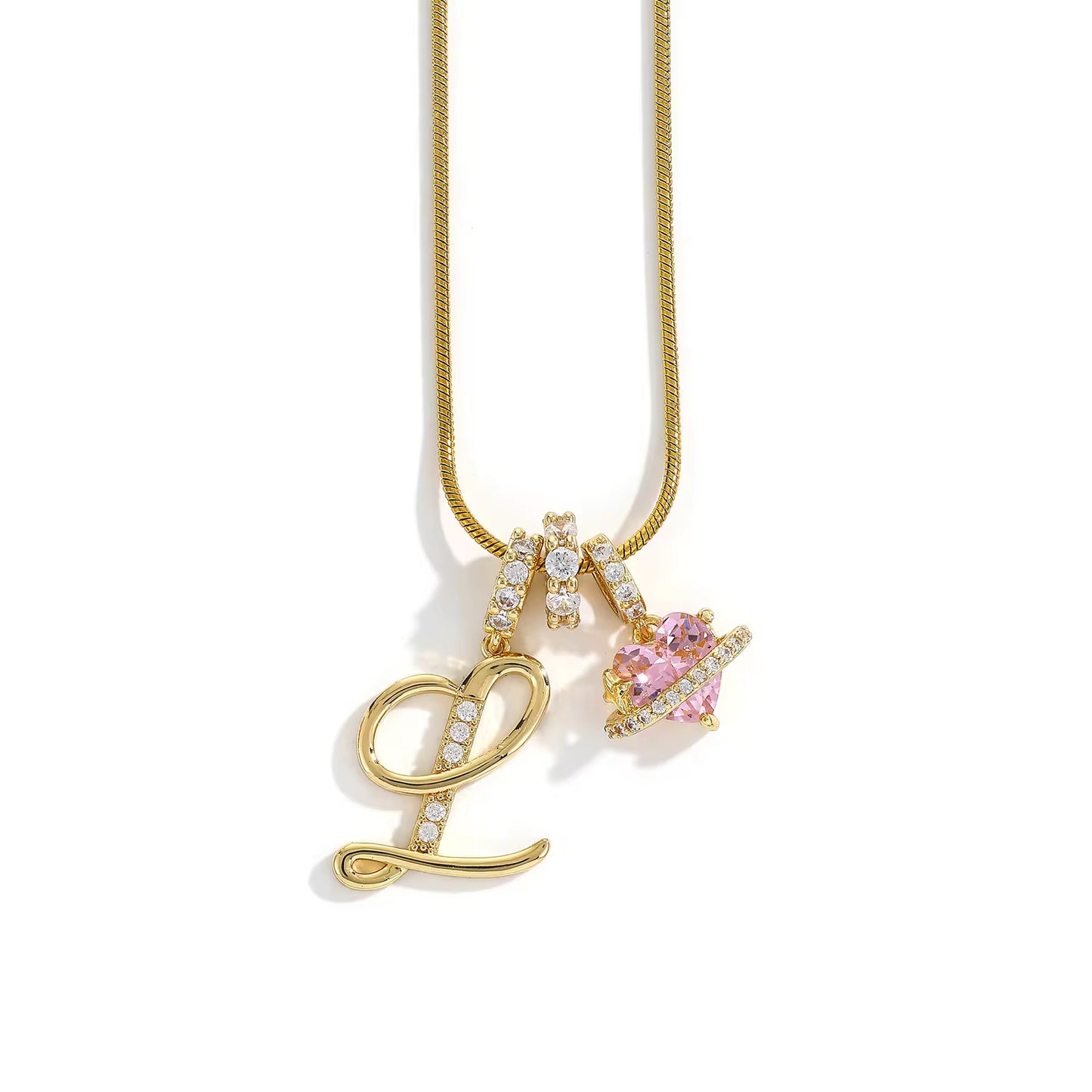 Initial Heart Charm Necklace