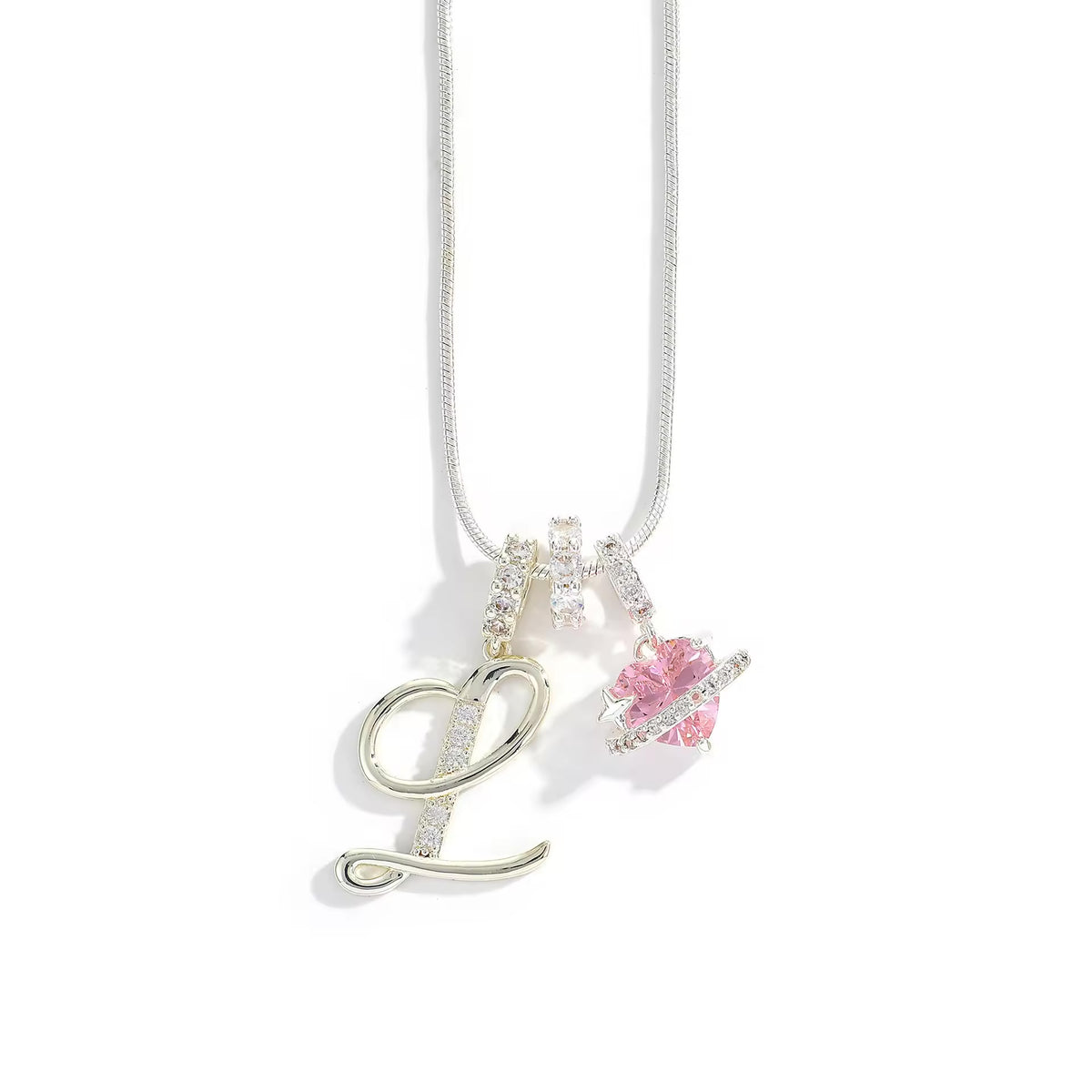 Initial Heart Charm Necklace