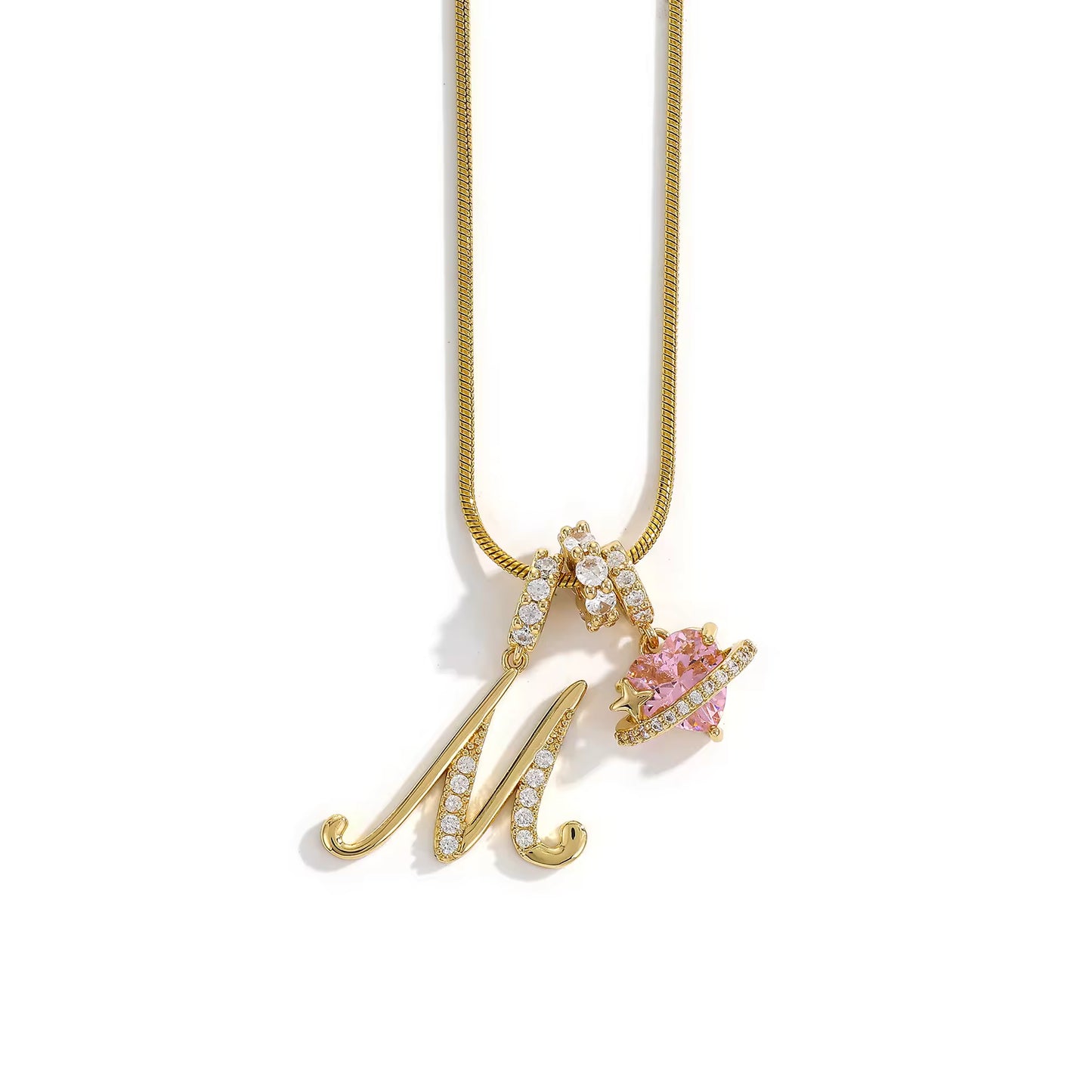 Initial Heart Charm Necklace