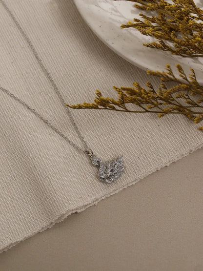 Marquise Feather Swan Pendant Necklace