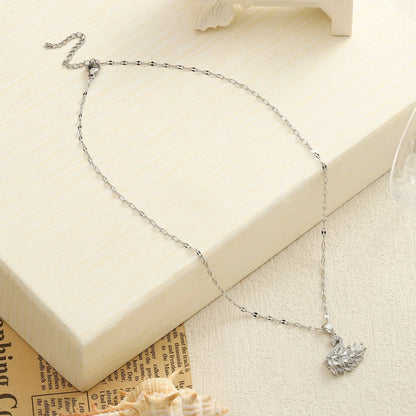 Marquise Feather Swan Pendant Necklace